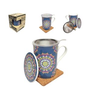 Taza con Filtro y Tapa – Diseño Mandala